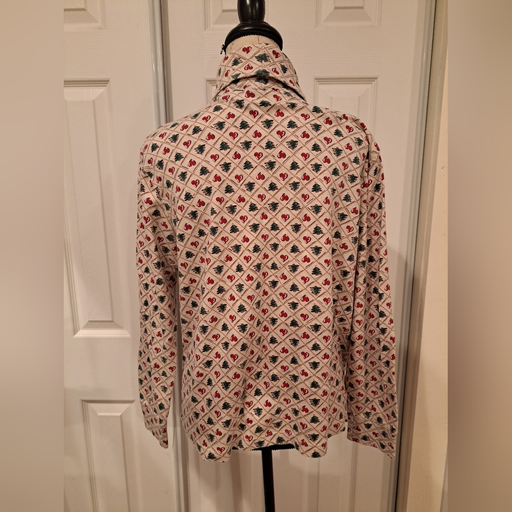 Karen Scott Christmas Turtle Neck - Xmas Trees and Hearts - Sz XL - USED - Picture 2 of 9
